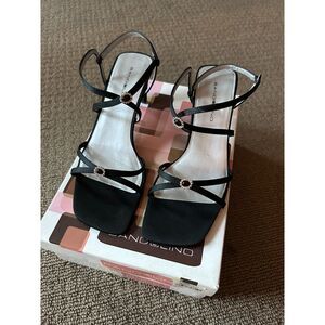 Bandolino Bdobex Black Satin Sandal Heel Size 7